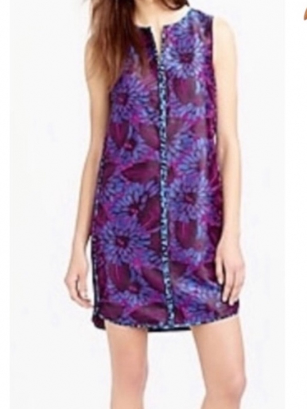 J. Crew Sleeveless Shift Dress In Midnight Floral Jacquard Style C4473 Sz 4 NWT